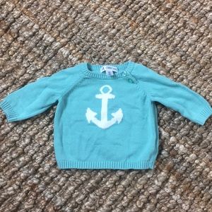 Mint & white anchor sweater size 3M